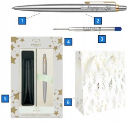 DŁUGOPIS PARKER JOTTER STAL GT Z GRAWEREM W PUDEŁKO + ETUI PARKER CZARNE