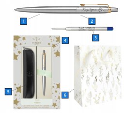 DŁUGOPIS PARKER JOTTER STAL GT Z GRAWEREM W PUDEŁKO Z ETUI PARKER CZARNE