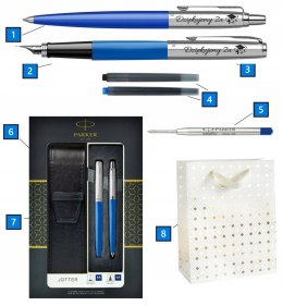 DŁUGOPIS PIÓRO PARKER ZESTAW JOTTER NIEBIESKI Z PIÓRNIIEM GRAWEREM PREZENT