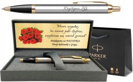 Długopis Parker IM STAL GT ETUI PRESTIGE Z GRAWEREM, TABLICZKĄ I TOREBKĄ