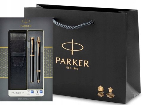 PARKER DŁUGOPIS I PIÓRO IM GT ZŁOCONE z GRAWEREM W PUDEŁKU I ETUI CZARNE PARKER DŁUGOPIS I PIÓRO IM GT ZŁOCONE z GRAWEREM W PUDEŁKU I ETUI CZARNE