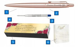 PARKER Długopis Jotter Pink Różowe Złoto Z Grawerem Tabliczka z Życzeniami