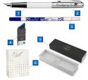 PARKER JOTTER BIAŁE PIÓRO Z GRAWEREM WYMAZYWACZ BIC I NABOJE WRAZ TOREBKĄ