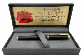 PARKER Pióro IM Premium BLACK GT F POZŁACANY z TABLICZKĄ NA PREZENT