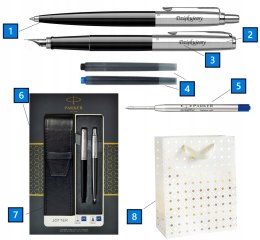 ZESTAW DŁUGOPIS PARKER + PIÓRO JOTTER CZARNY Z GRAWEREM I ETUI NA PREZENT