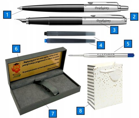 DŁUGOPIS I PIÓRO WIECZNE PARKER JOTTER CZARNY PREZENT Z SUBLIMACJĄ GRAWEREM DŁUGOPIS I PIÓRO WIECZNE PARKER JOTTER CZARNY PREZENT Z SUBLIMACJĄ GRAWEREM