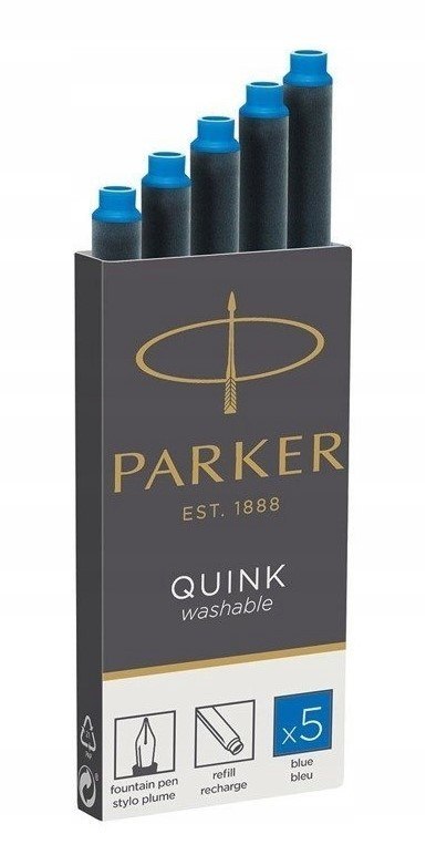 NABOJE PARKER ORYGINALNE ZMYWALNE NIEBIESKIE DO PIÓRA WIECZNEGO 5 SZT NABOJE PARKER ORYGINALNE ZMYWALNE NIEBIESKIE DO PIÓRA WIECZNEGO 5 SZT