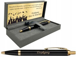 PARKER IM CZARNY ZŁOCONY GT Z GRAWEREM W PUDEŁKU PRESTIGE TABLICZKA