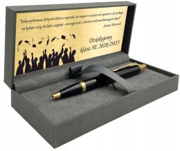 PARKER IM CZARNY ZŁOCONY GT Z GRAWEREM W PUDEŁKU PRESTIGE TABLICZKA