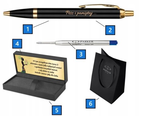 PARKER IM CZARNY ZŁOCONY GT Z GRAWEREM W PUDEŁKU PRESTIGE TABLICZKA PARKER IM CZARNY ZŁOCONY GT Z GRAWEREM W PUDEŁKU PRESTIGE TABLICZKA