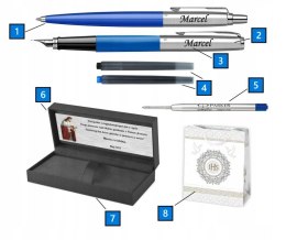 PARKER JOTTER Niebieskie Pióro i Długopis ZESTAW Z Grawerem I SUBLIMACJĄ