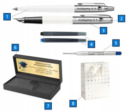 PARKER ZESTAW PIÓRO I DŁUGOPIS JOTTER BIAŁY Z GRAWEREM I SUBLIMACJĄ