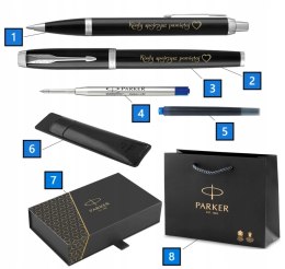 ZESTAW PARKER IM CZARNY CT DŁUGOPIS I PIÓRO WIECZNE Z GRAWEREM ETUI I PUDEŁKO