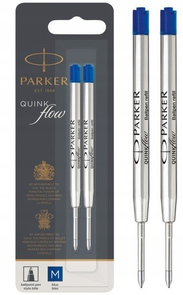 Wkłady Parker do długopisu niebieskie metalowy 2 sztuki Rozmiar Medium 0,7mm