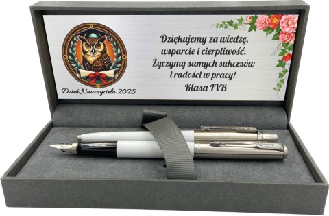 PARKER PIÓRO I DŁUGOPIS JOTTER BIAŁY Z TWOIM GRAWEREM PREZENT NA DZIEŃ NAUCZYCIELA