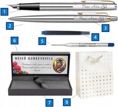 PARKER PIÓRO I DŁUGOPIS JOTTER ZŁOCENIA z GRAWEREM dla NAUCZYCIELA