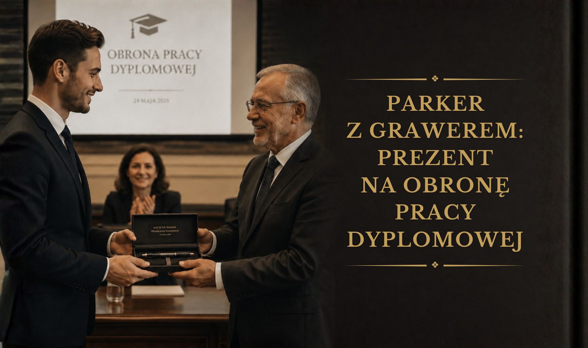 Parker z grawerem na obronę pracy - dla promotora, magistra i licencjata